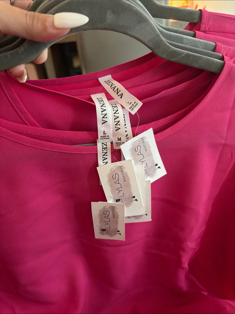 Zenana Outfitters Hot Pink Short Sleeve Blouse - Picture 2 of 3